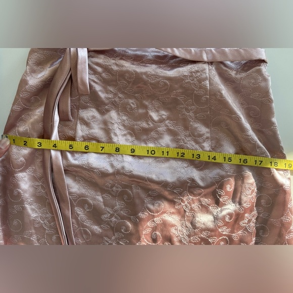 Vtg 90s Y2K Jessica McClintock Pink Floral Embroidered Strapless bow Maxi Dress - Picture 5 of 12